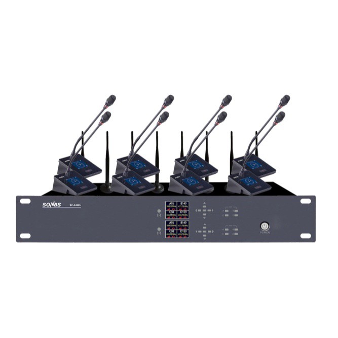 SC-A208U UHF Wireless Conference With 8 Desktop Mic Unit